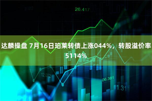 达麟操盘 7月16日珀莱转债上涨044%，转股溢价率5114%