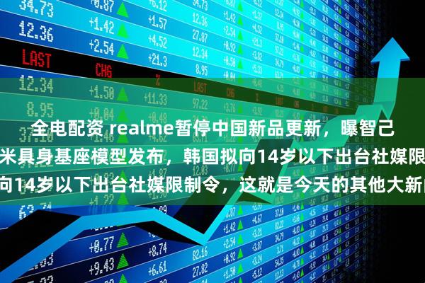 全电配资 realme暂停中国新品更新,曝智己经销商暴雷,雷军回应小米具身基座模型发布,韩国拟向14岁以下出台社媒限制令,这就是今天的其他大新闻!